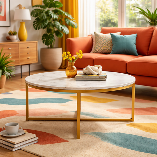 Faux Marble Round Table - Whats New Furniture - Portland, Oregon