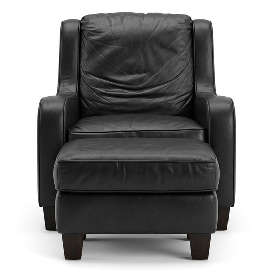 Gray Leather Armchair - consignment furniture Portland