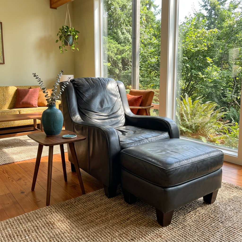 Gray Leather Armchair - view 5