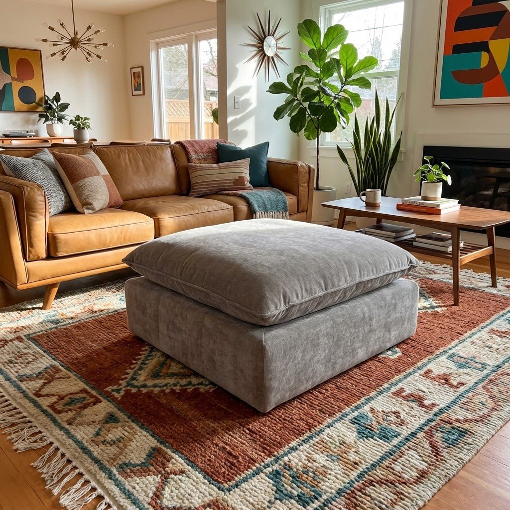 Gray Pillow Top Ottoman - view 5
