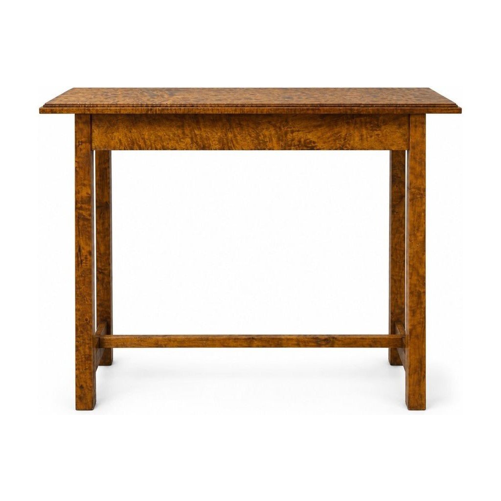 Figured Maple console table with rippled grain and a narrow handcrafted top.