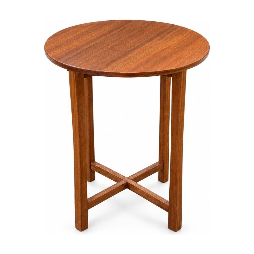 Sapele handcrafted accent table with a square solid-wood top.
