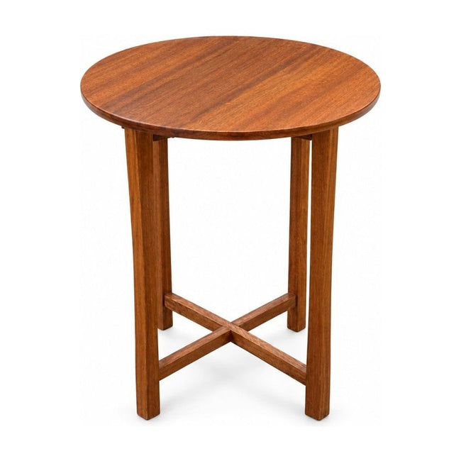 Sapele handcrafted accent table with a square solid-wood top.