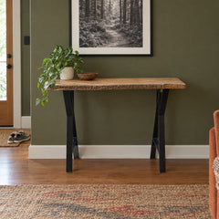White Oak console table with a handcrafted solid-wood top and narrow depth. - detail view 1