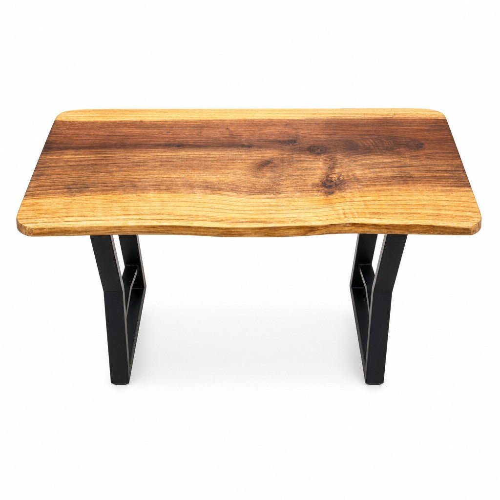 Natural wood handmade redwood coffee table with visible grain