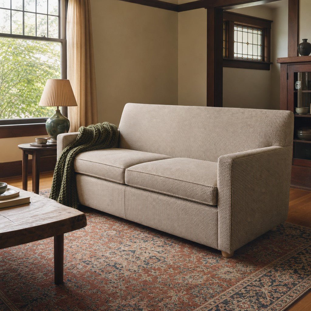 Houndstooth loveseat with a tailored silhouette and structured cushions by Kincaid - detail view 1