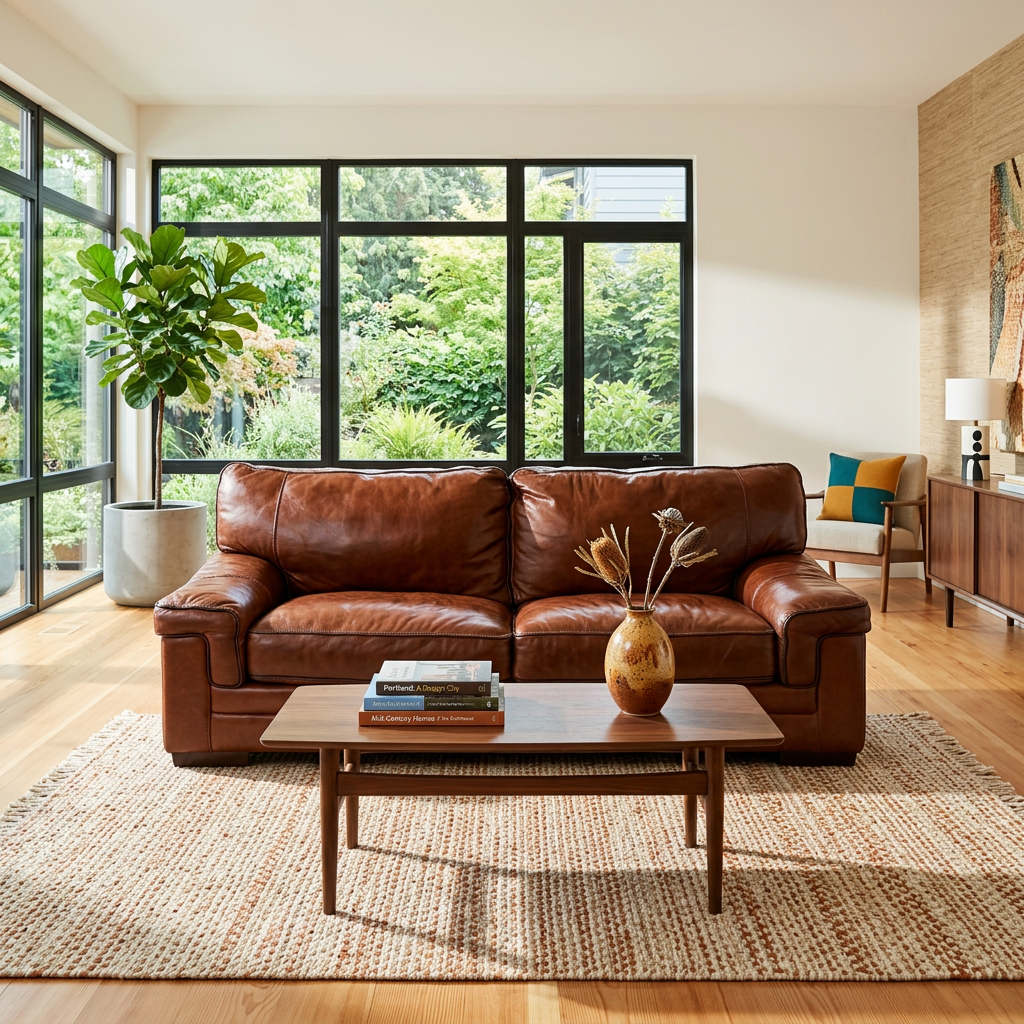 Chestnut Leather Sofa - view 5