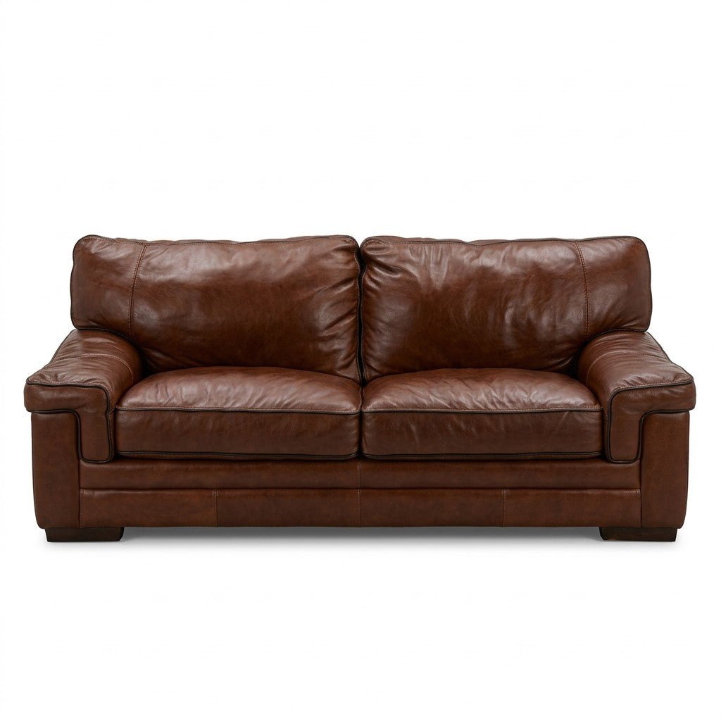 Chestnut Leather Sofa - consignment furniture Portland