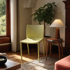 Lime green molded Air Chair with continuous single-piece design by Jasper Morrison - view 2
