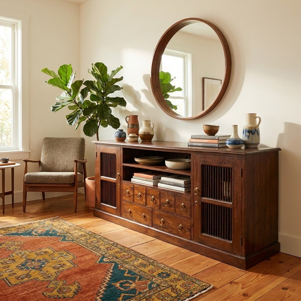 Low Dark Wood Credenza - view 5