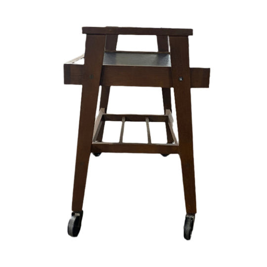 Mid-Century Modern Black and Wood Bar Cart
