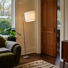 Silver mid-century floor lamp with a tall sculptural metal base - view 2