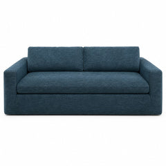 Teal blue Article sofa with squared arms and low tailored cushions - Whats New Furniture Portland OR