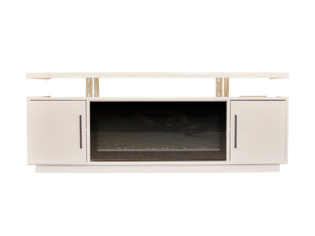 Modern Media Stand with Fireplace Insert - Whats New Furniture - Portland, Oregon
