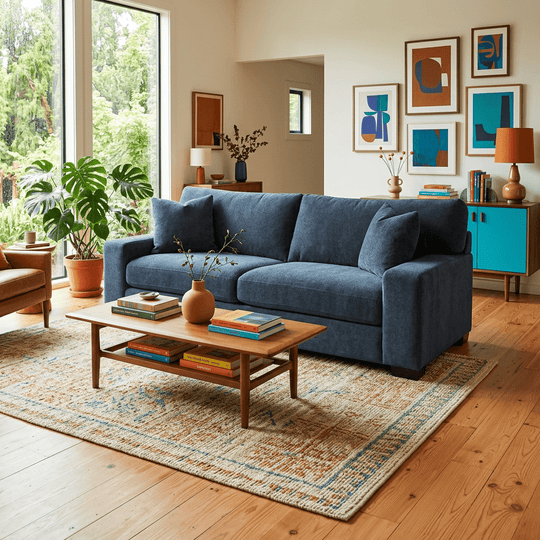 Navy Velvet Sofa - view 4