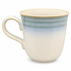 Cream and blue Noritake stoneware serving dish with painterly blue detailing made in Japan