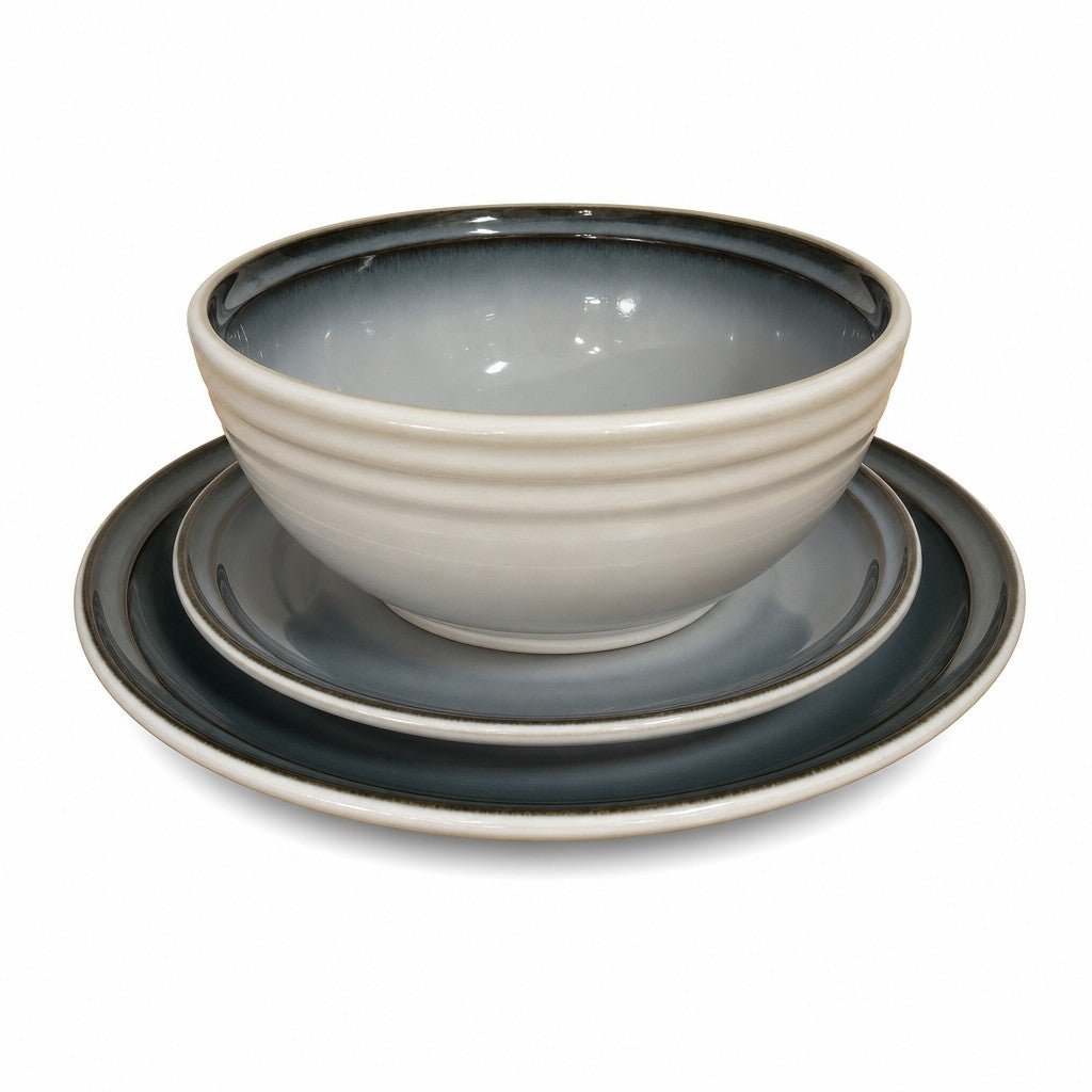 Blue and cream Noritake stoneware decor piece made in Japan with glazed finish - Whats New Furniture Portland OR