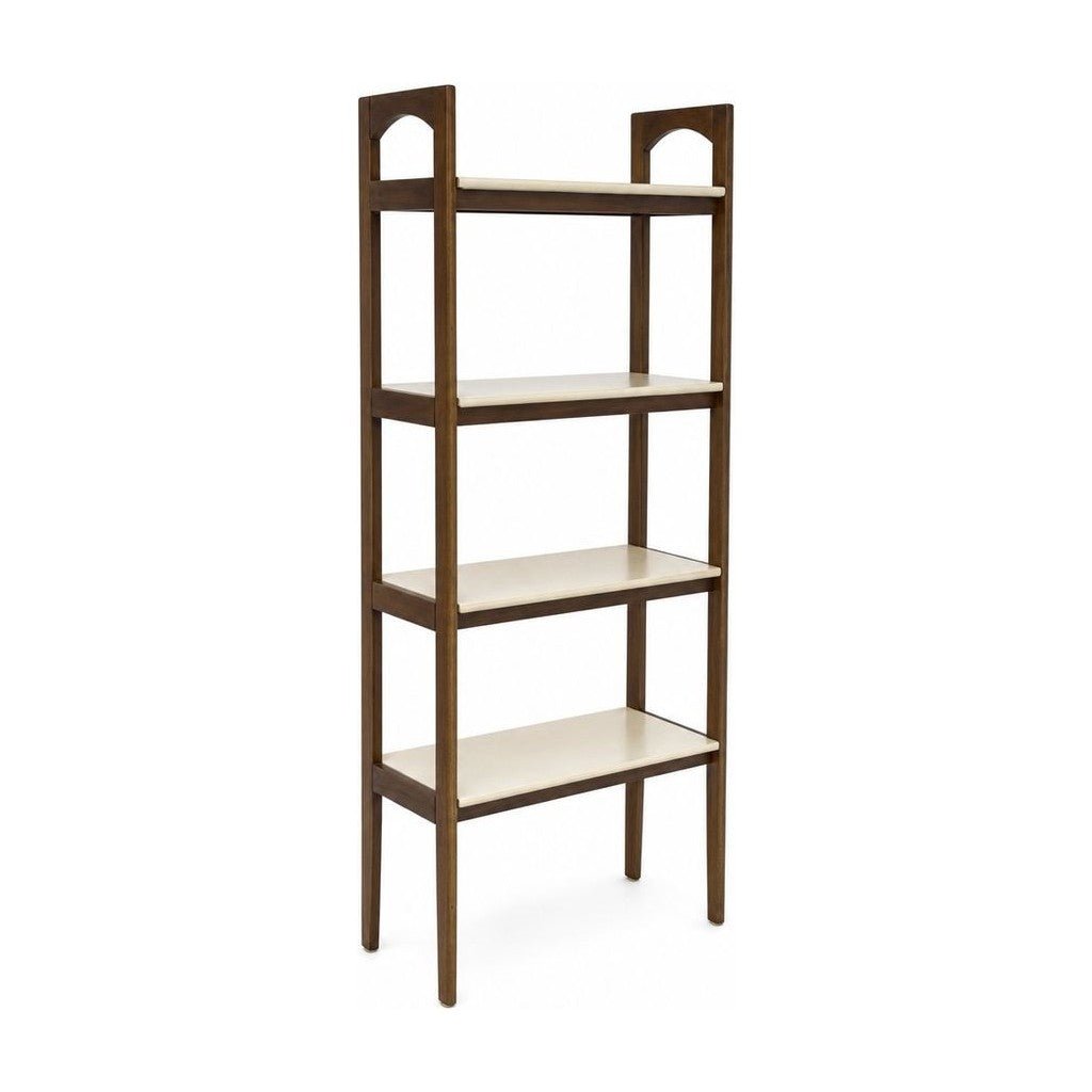 Dark Walnut and Cream Parker bookcase with tall two-tone wood shelves
