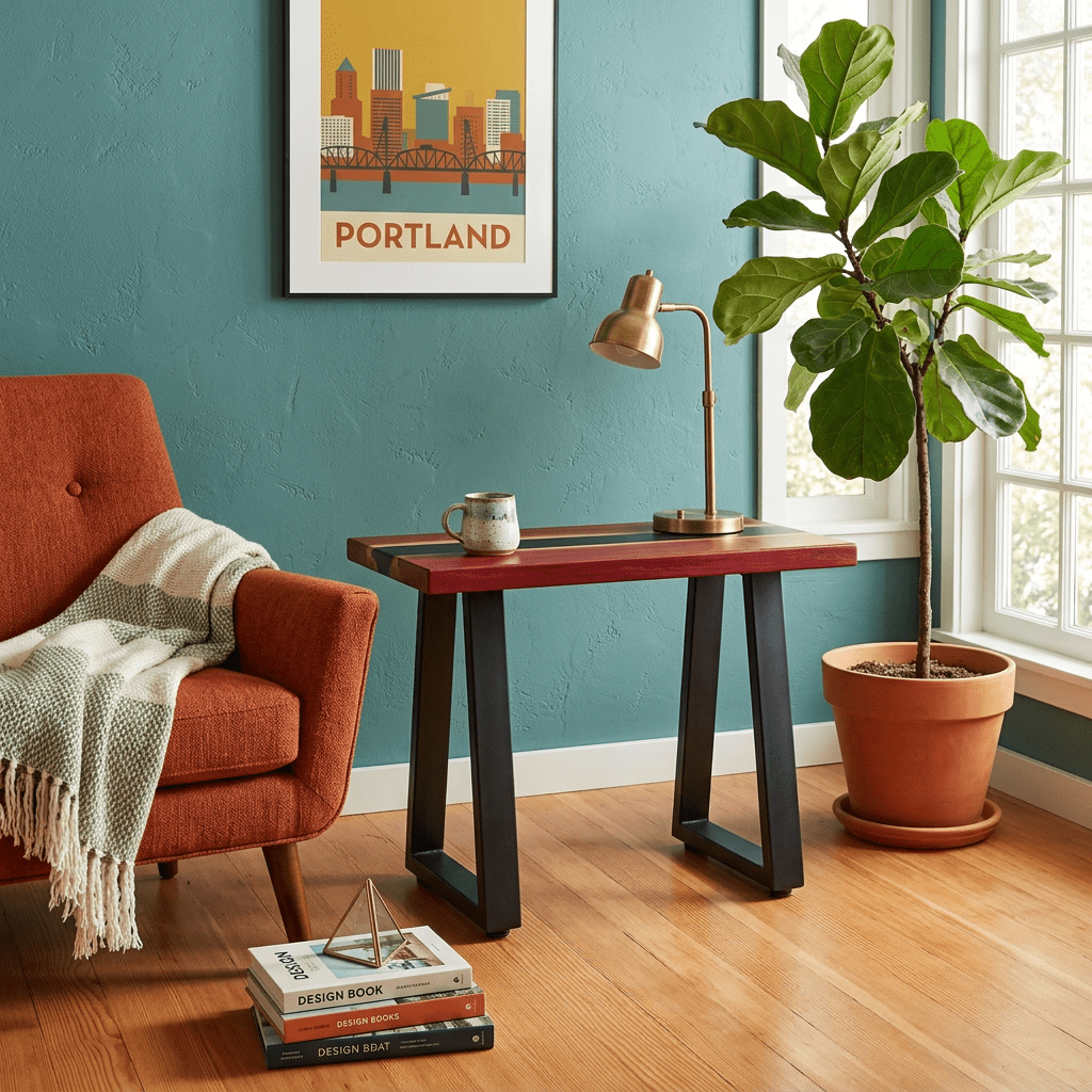 Red Wood Accent Table - view 5