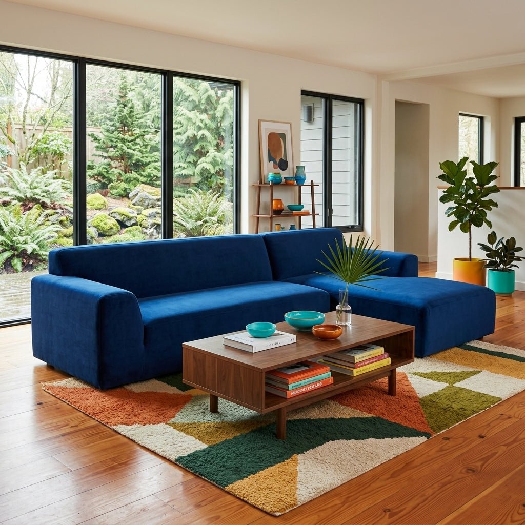 Royal Blue Sofa Chaise - view 5