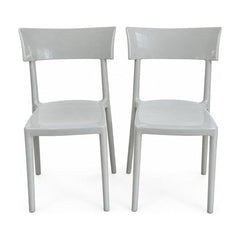 Light gray dining chairs with a single molded Catwalk shell by Kartell