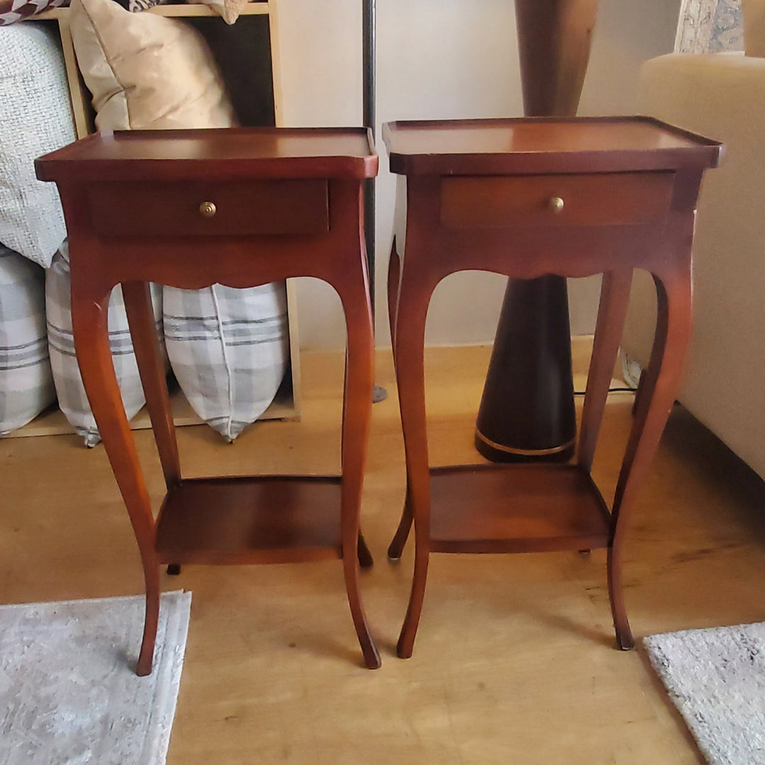 Set Of 2 Petite Italian Wooden Nightstands