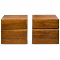 Medium walnut mid-century nightstand with clean rectilinear lines and natural wood grain