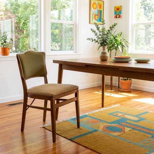 Set of Walnut Olive Green Dining Chairs - view 5