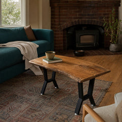 Warm walnut mid-century coffee table in spalted white oak with dark figured grain - view 2