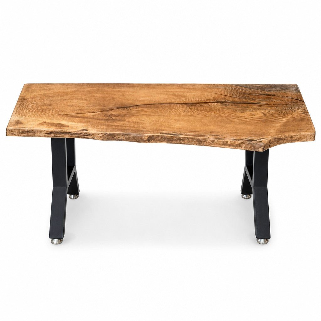 Warm walnut mid-century coffee table in spalted white oak with dark figured grain