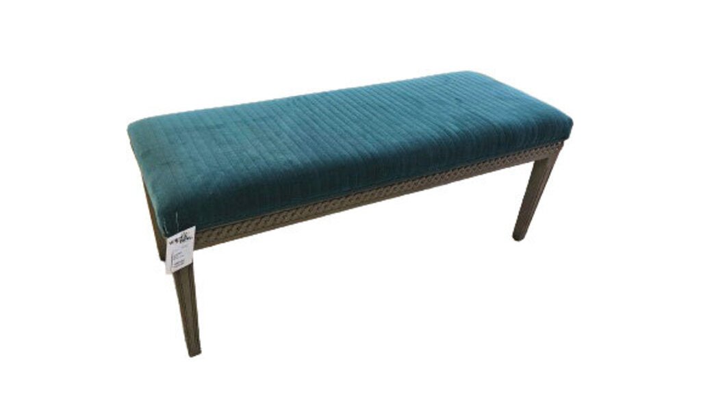 Teal Fabric Bench - Whats New Furniture - Portland, Oregon