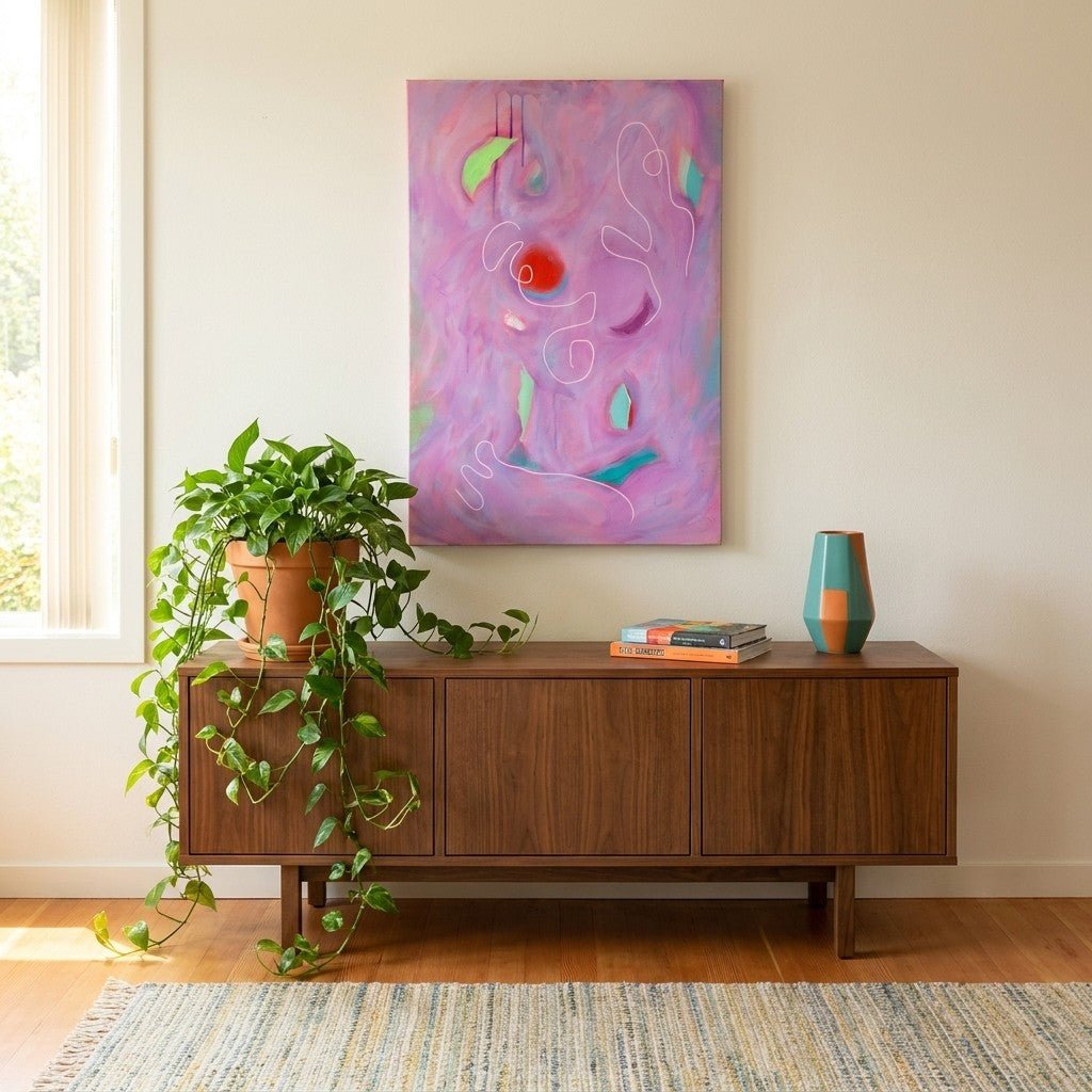 “The Pink Lady” Hand Painted - Acrylic - view 5