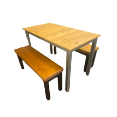 Reclaimed Barn Wood Table w/Benches detail view 2 - Whats New Furniture - Portland, Oregon