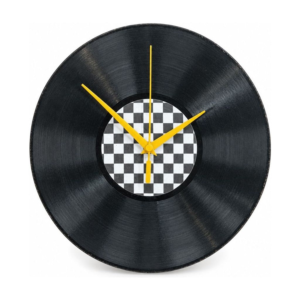 Black square tabletop decor with a low two-inch profile.
