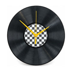 Black square tabletop decor with a low two-inch profile.