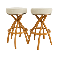 Pair of Vintage Rattan Swivel Stools | What&