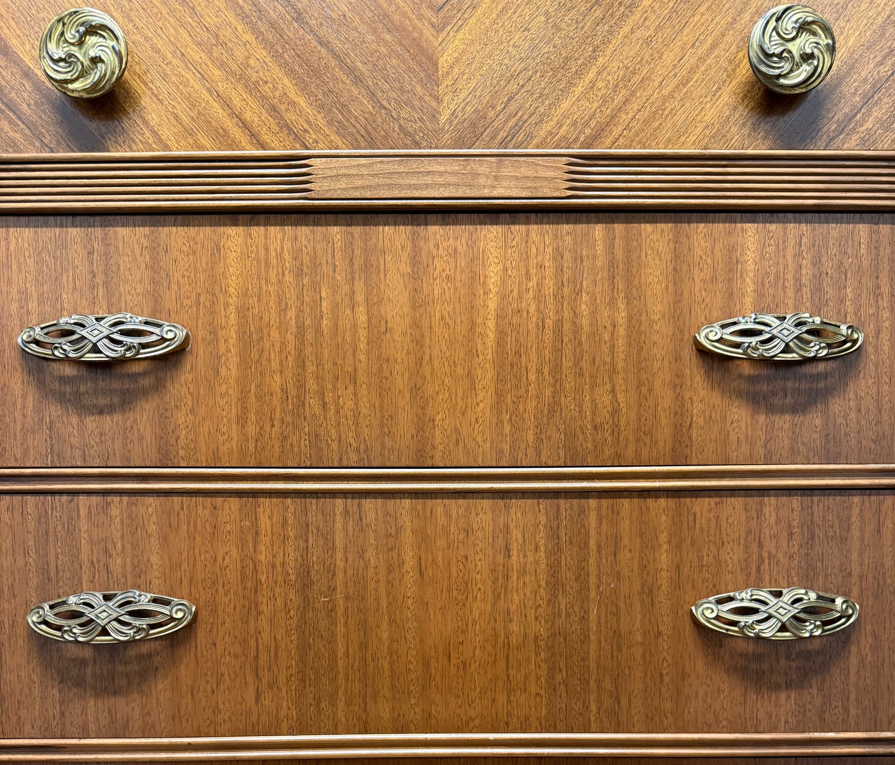 waterfall dresser vintage Sold-5-drawer Art Deco (completely Refinished) Art Deco Waterfall Dresser with