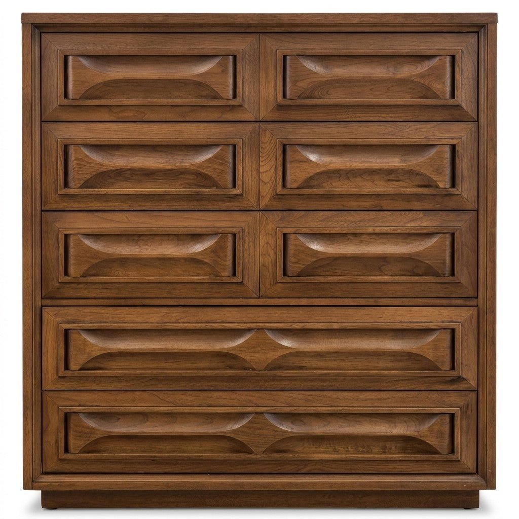 Walnut Bevelled Mid-Century Dresser - consignment furniture Portland