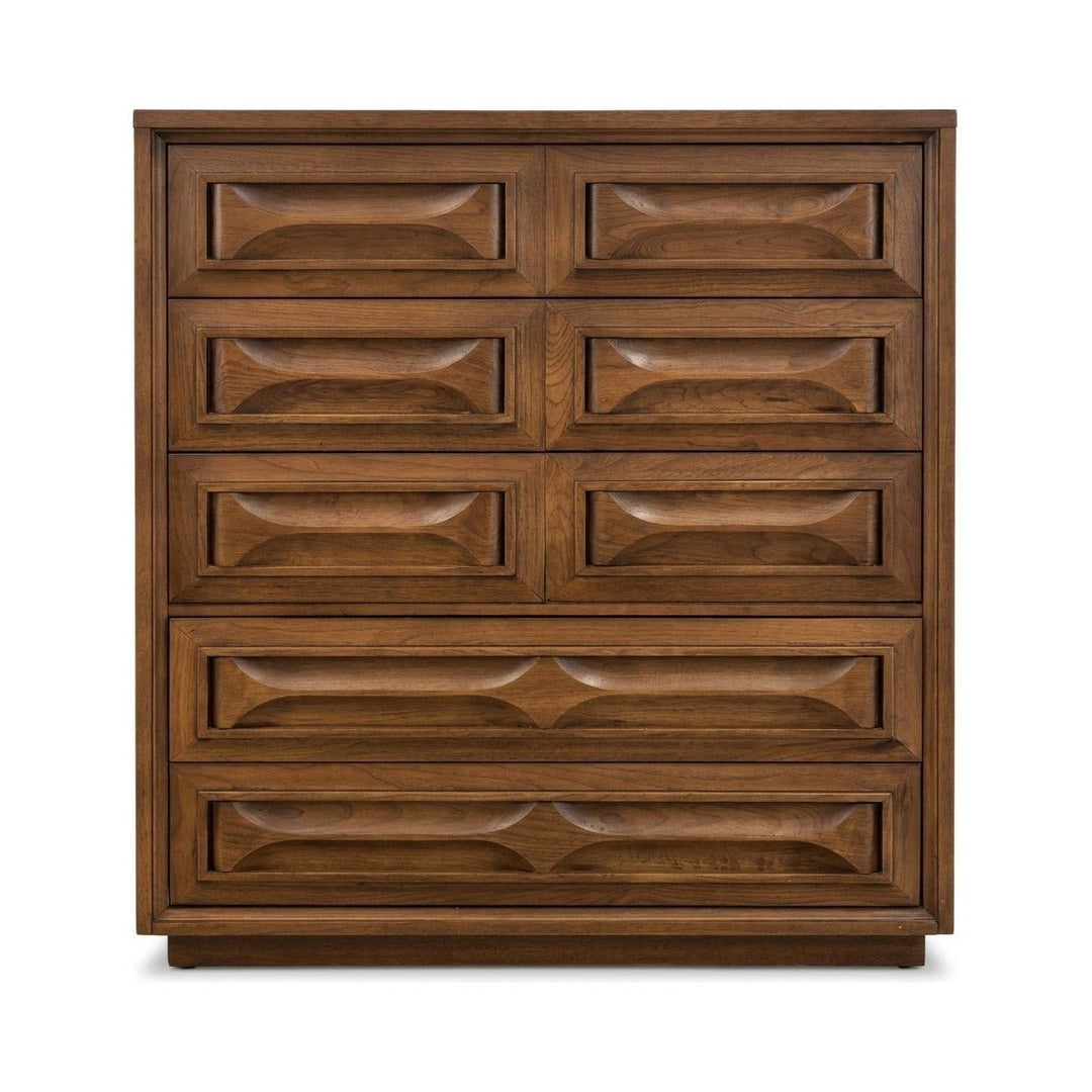 Walnut Bevelled Mid-Century Dresser - consignment furniture Portland