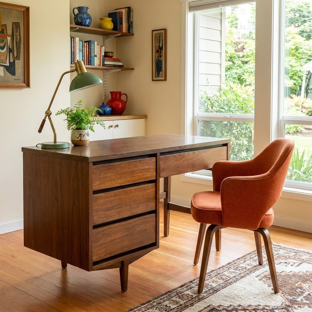 Walnut Mid-Century Desk - view 5