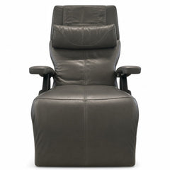 Dark gray zero gravity recliner with reclined ergonomic frame and built-in heat option