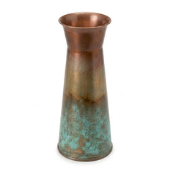 Copper Patina Carafe Vase, 13" Tall seen from above showing the rim and verdigris patina - copper vase by Kalalou - Whats New Furniture Portland OR
