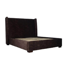 Cora Storage Queen Bed Frame in Velvet Brown side angle - gas-lift storage queen bed by LH Imports - Whats New Furniture Portland OR