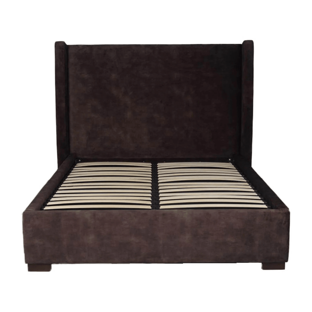 Cora Storage Queen Bed Frame in Velvet Brown - gas-lift storage queen bed by LH Imports - Whats New Furniture Portland OR