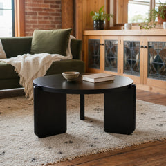 Cordova 2 Piece Solid Wood Coffee And End Table Set Black styled in Portland converted warehouse flat with warm exposed brick and fir timber beams (no steel, no concrete) living room - What&