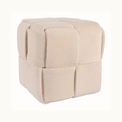 Coreybeach Cube Ottoman in Ivory, full studio view - Sagebrook Home - Whats New Furniture Portland OR
