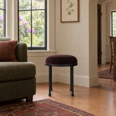 Corinne Accent Stool in Surrey Plum styled in a Portland home - Whats New Furniture