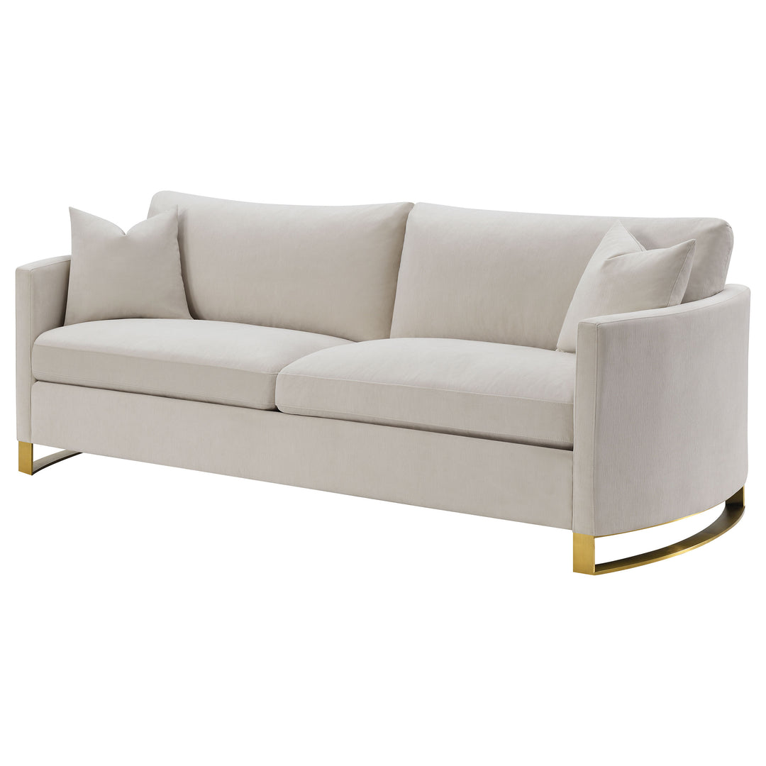 Corliss Upholstered Curved Track Arm Sofa Beige - What&
