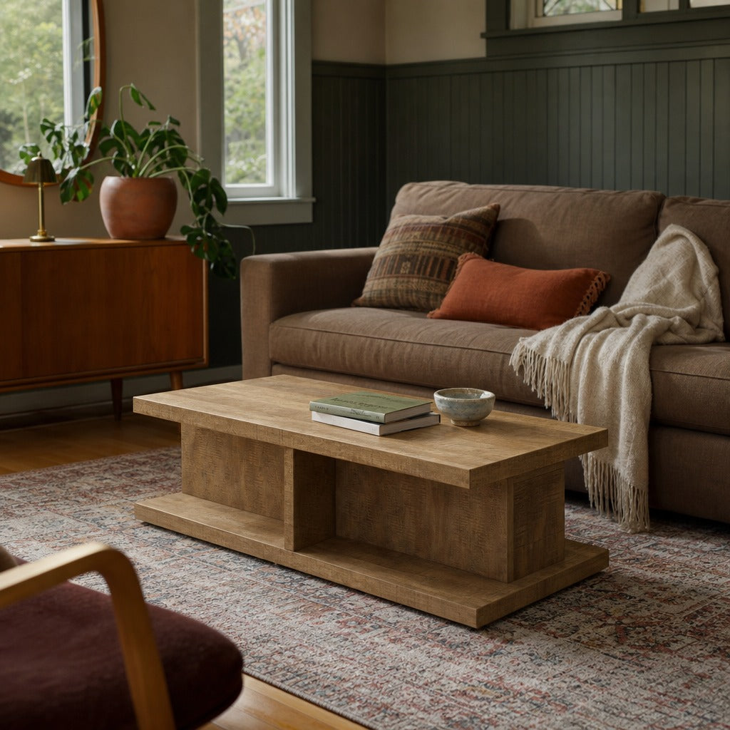 Cortona 3 Piece Coffee And End Table Set Mango styled in Portland Montavilla cottage living room - What&
