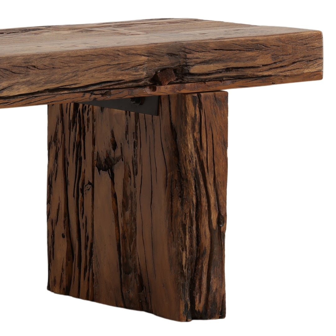 Corvella Bench - Reclaimed Mango in Brown - detail 3 studio view - Benche by Dovetail - Whats New Furniture Portland OR